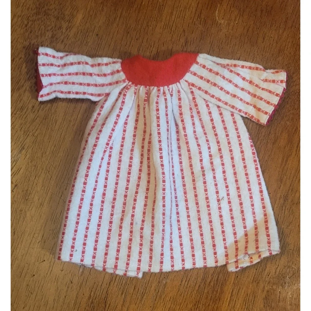 Vintage Ideal Tammy Mom ? Clothes Doll Outfit Red White Flannel Robe Nightgown